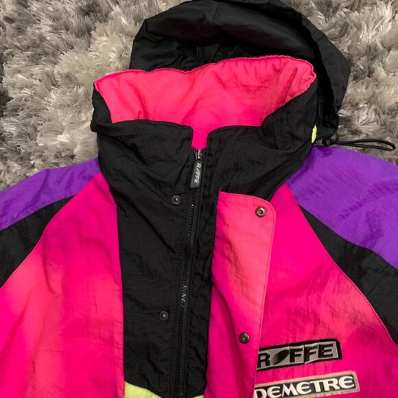 VTG Roffe Demetre Ski Jacket Adult X-Large Made USA 80s Neon Thinsulate 3M - Picture 8 of 11